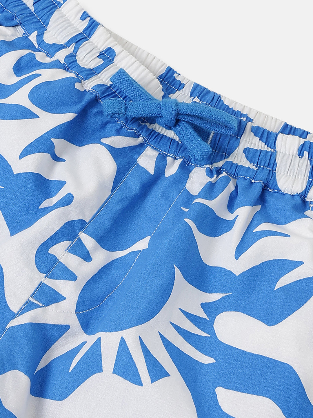 Boys Blue Printed Cotton Summer Shorts – Regular Fit