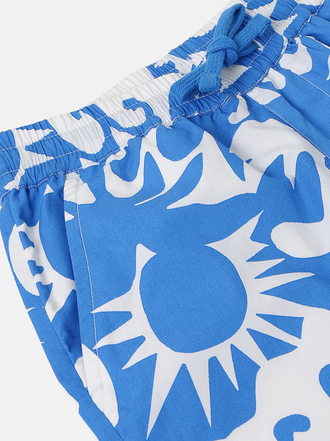 Boys Blue Printed Cotton Summer Shorts – Regular Fit