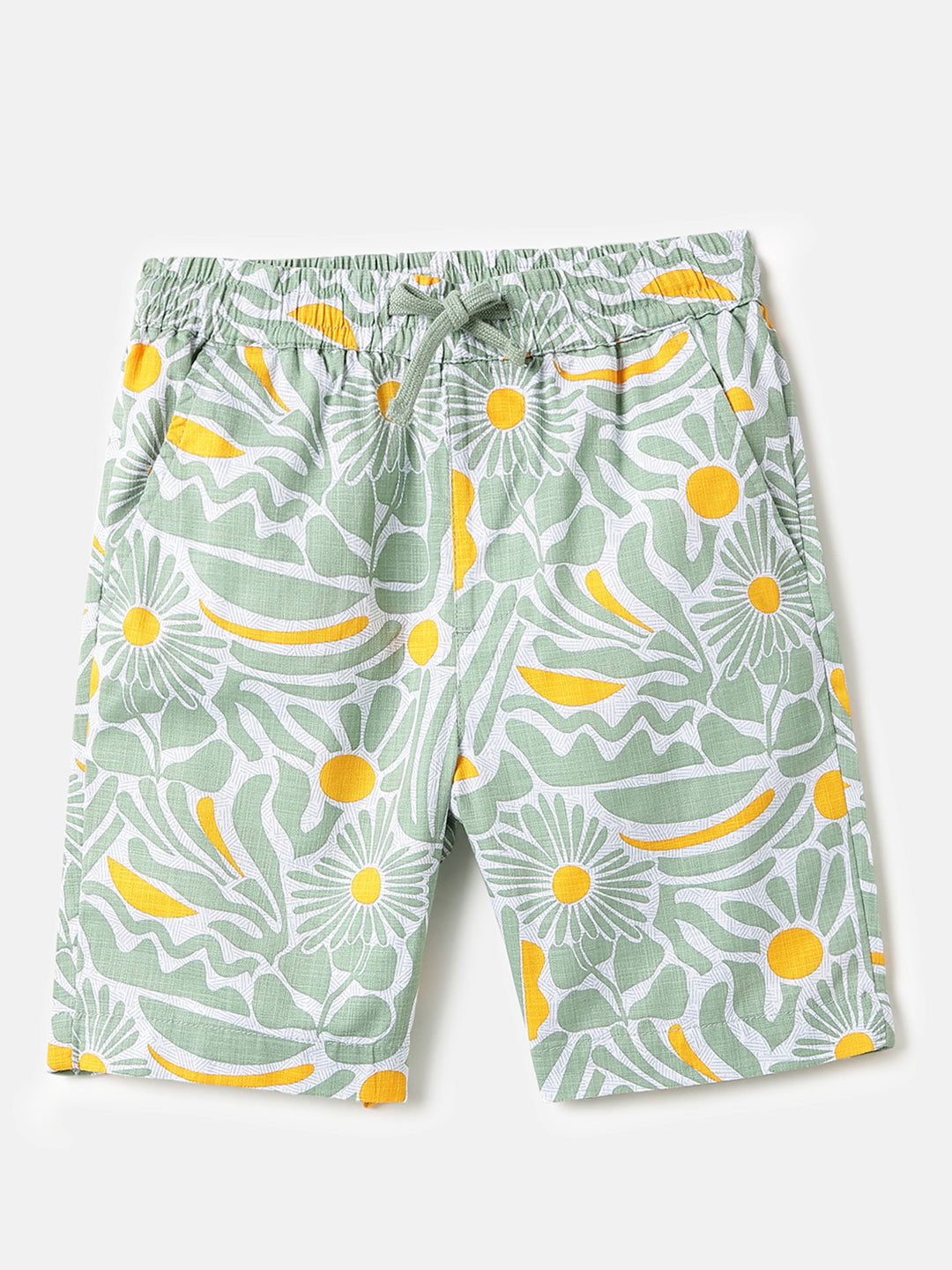 Boys Sage Floral Cotton Shorts – Regular Fit
