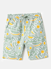 Boys Sage Floral Cotton Shorts – Regular Fit