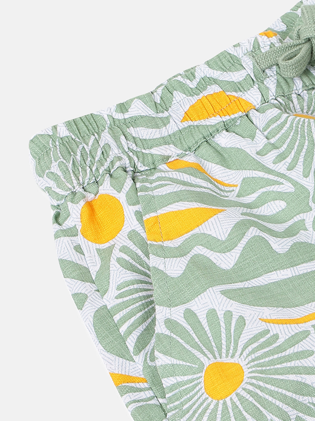 Boys Sage Floral Cotton Shorts – Regular Fit