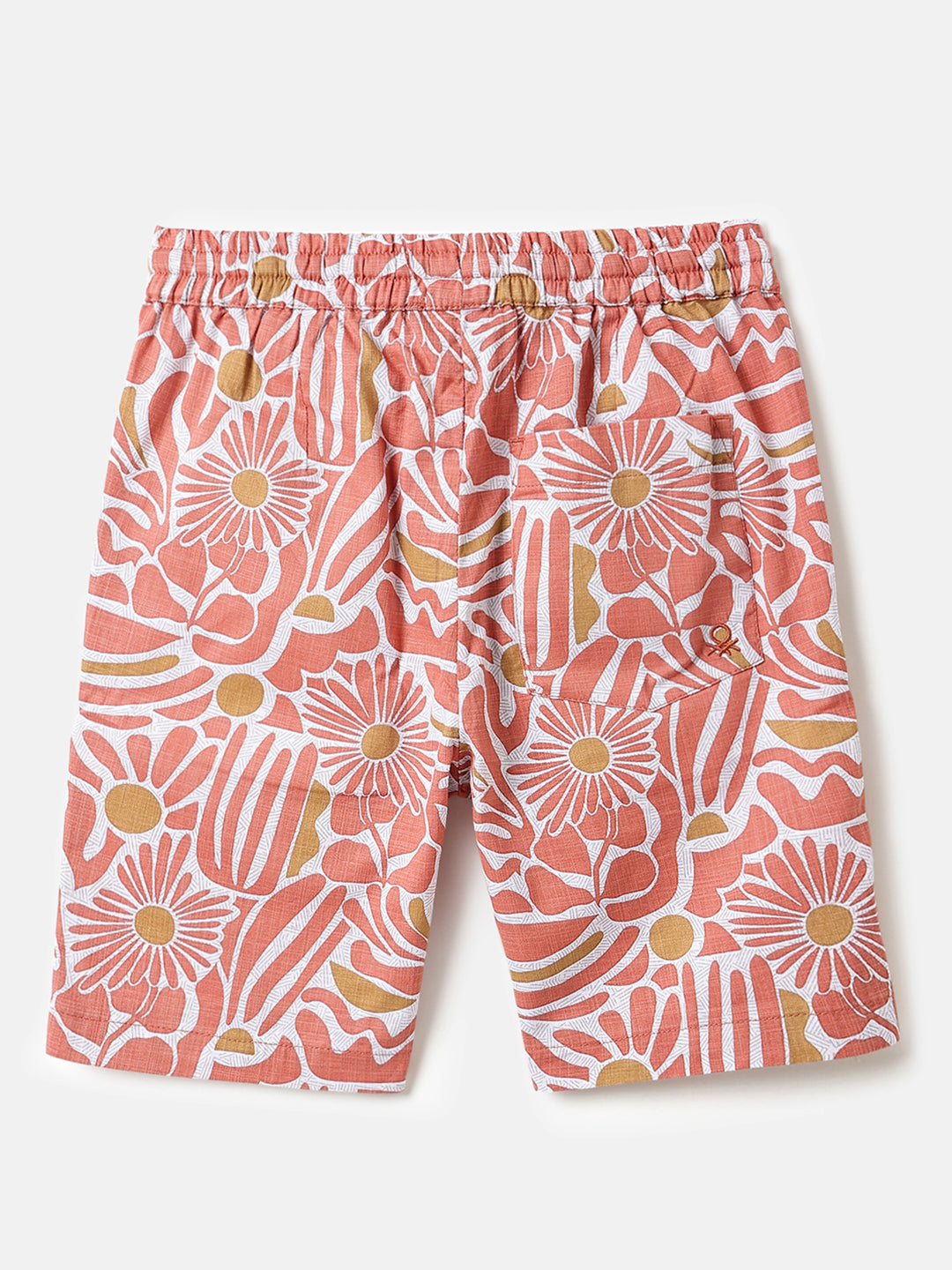 Boys Rust Floral Cotton Shorts – Regular Fit