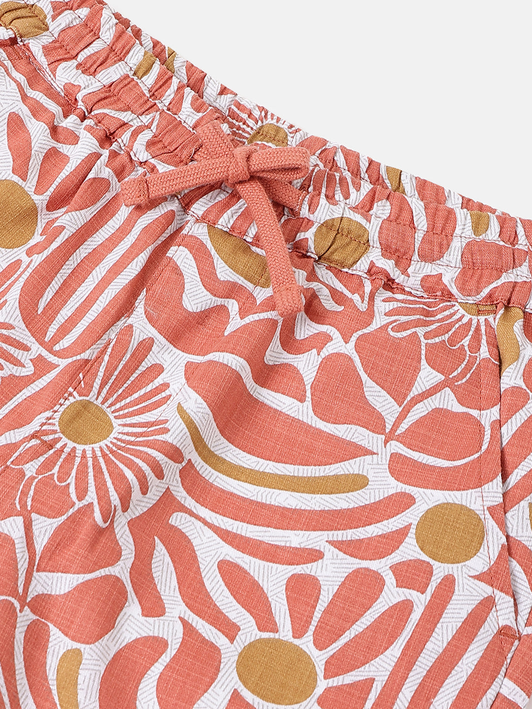Boys Rust Floral Cotton Shorts – Regular Fit