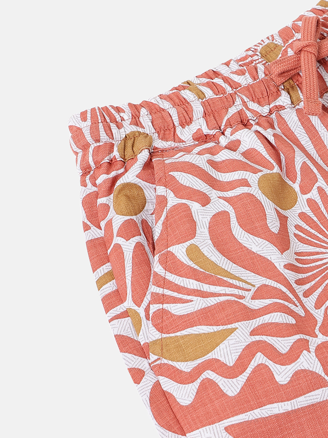 Boys Rust Floral Cotton Shorts – Regular Fit