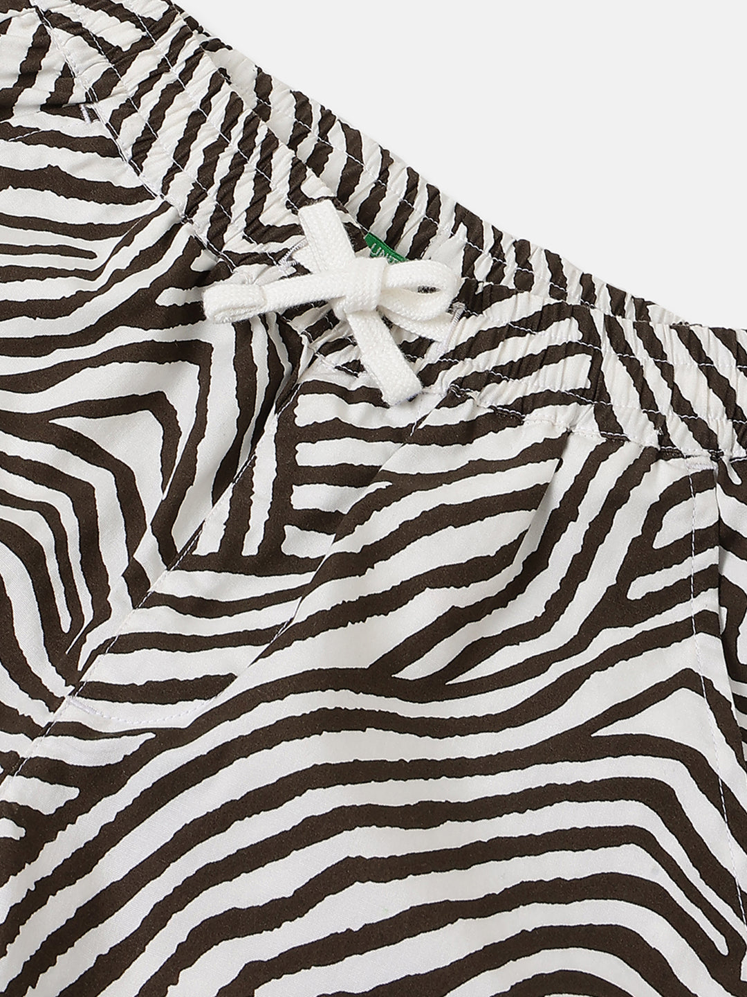Boys White Brown Earthy Geo Print Regular Fit Cotton Shorts