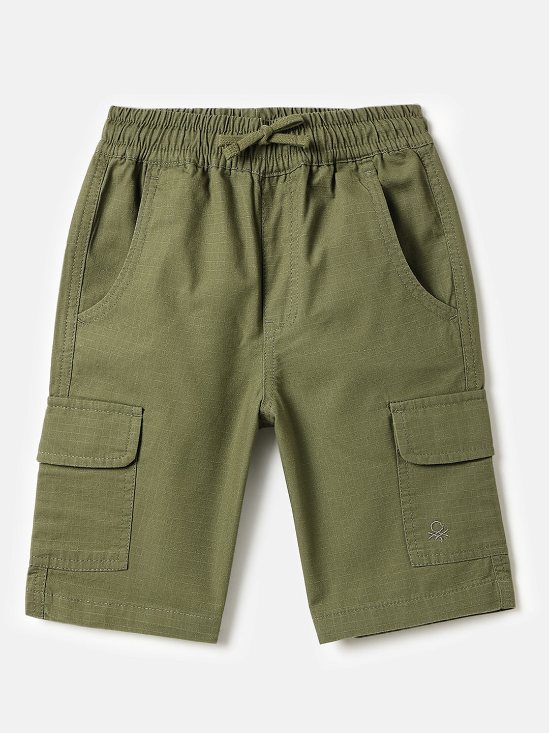 Boys Olive Cotton Ripstop Cargo Shorts