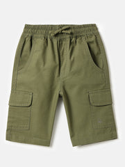 Boys Olive Cotton Ripstop Cargo Shorts