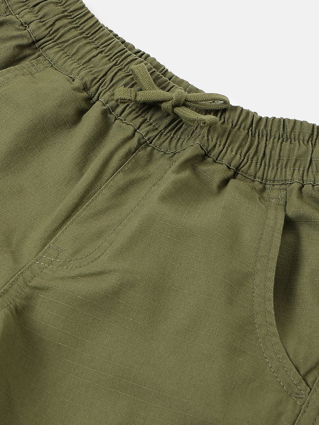 Boys Olive Cotton Ripstop Cargo Shorts