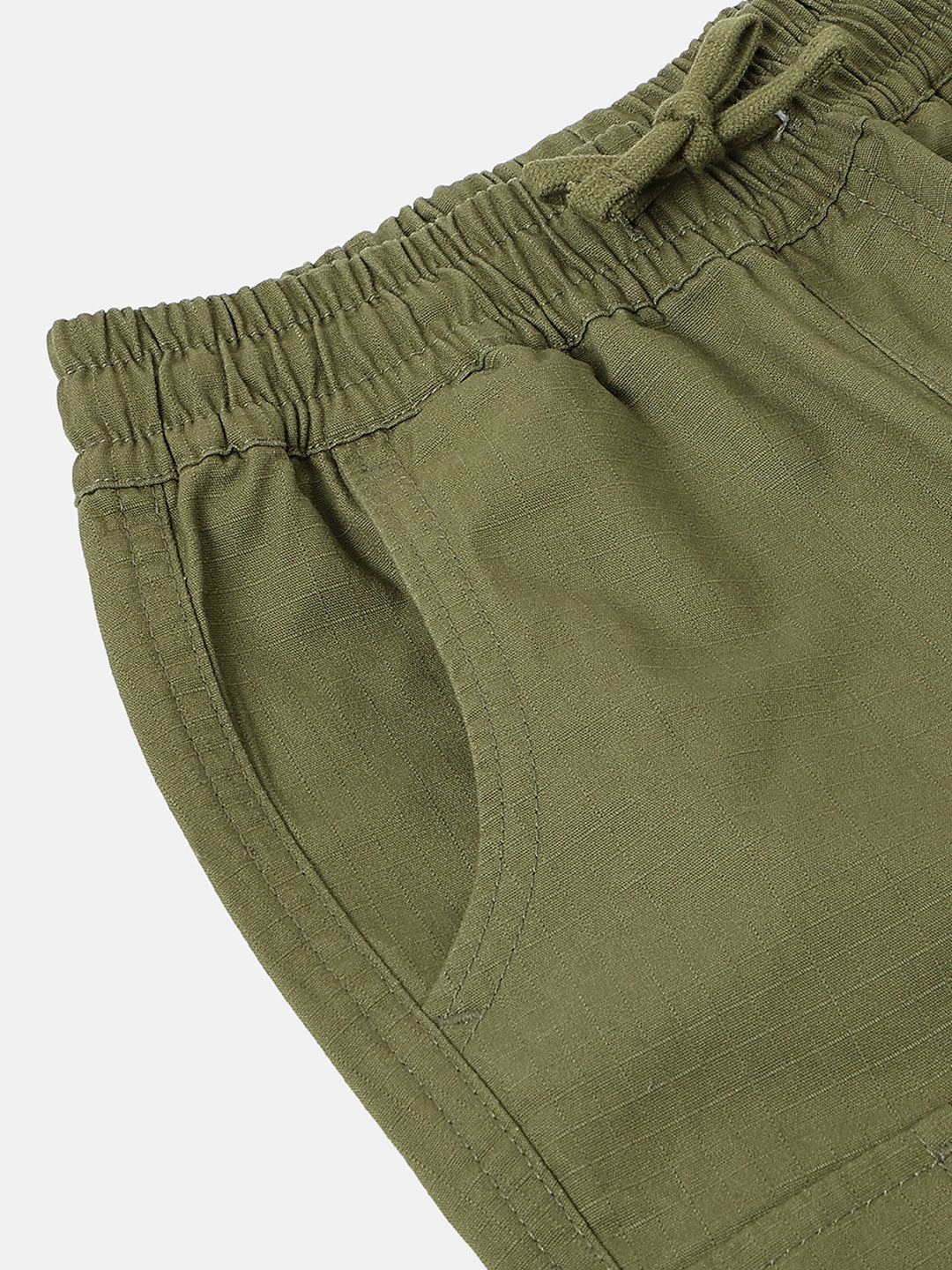 Boys Olive Cotton Ripstop Cargo Shorts