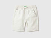 Boys White Cotton Core Shorts – Regular Fit