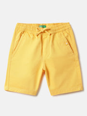 Boys Yellow Cotton Core Shorts for Everyday Wear