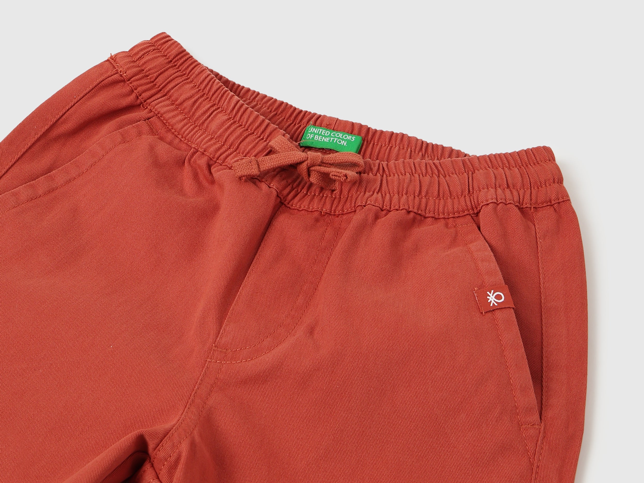 Boys Solid Cotton Core Casual Shorts Rust Regular Fit