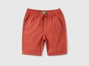 Boys Solid Cotton Core Casual Shorts Rust Regular Fit