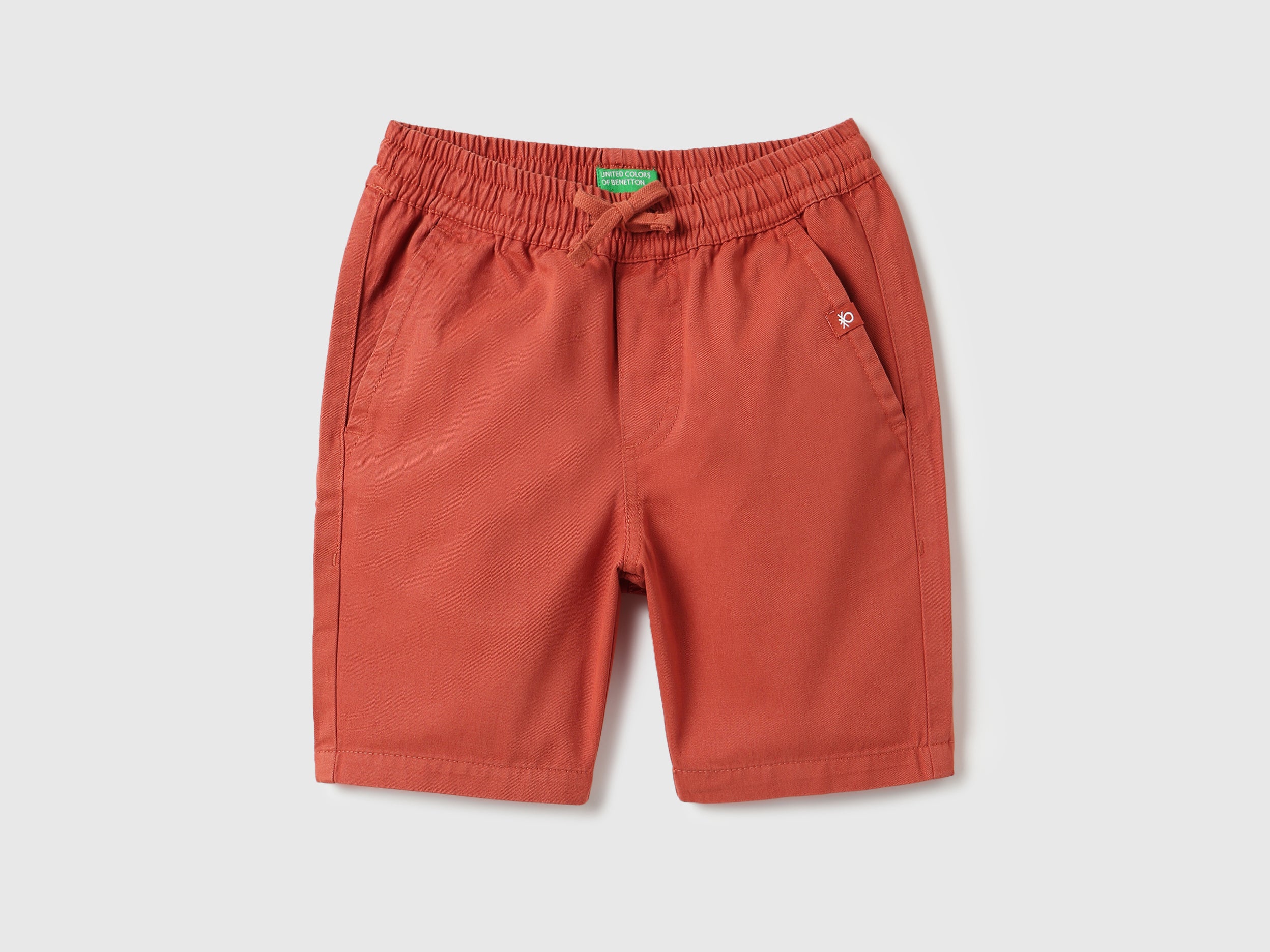 Boys Solid Cotton Core Casual Shorts Rust Regular Fit