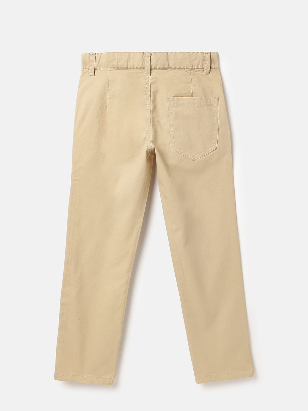 Boys Beige Straight Fit Cotton Stretch Casual Trousers