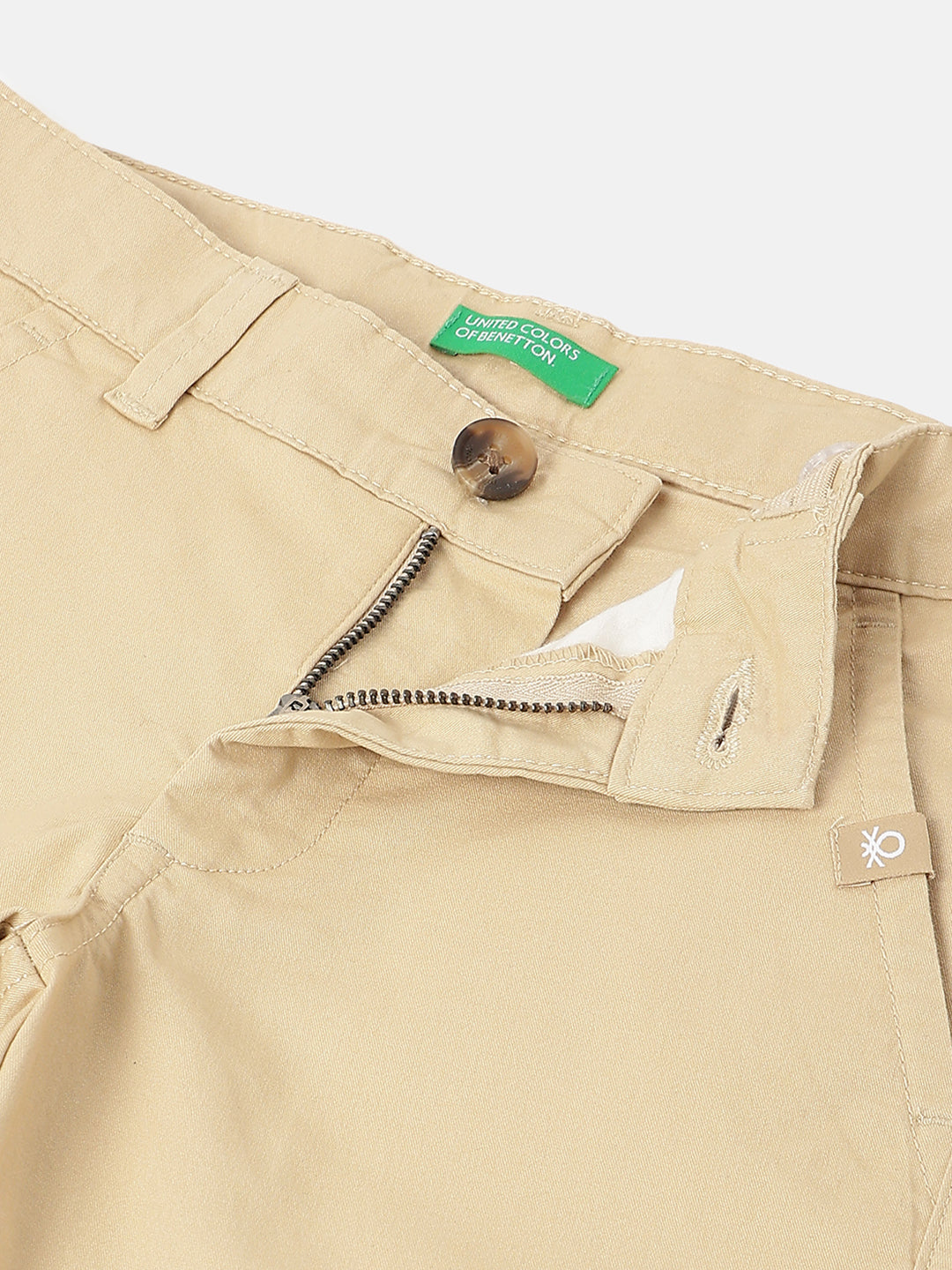 Boys Beige Straight Fit Cotton Stretch Casual Trousers