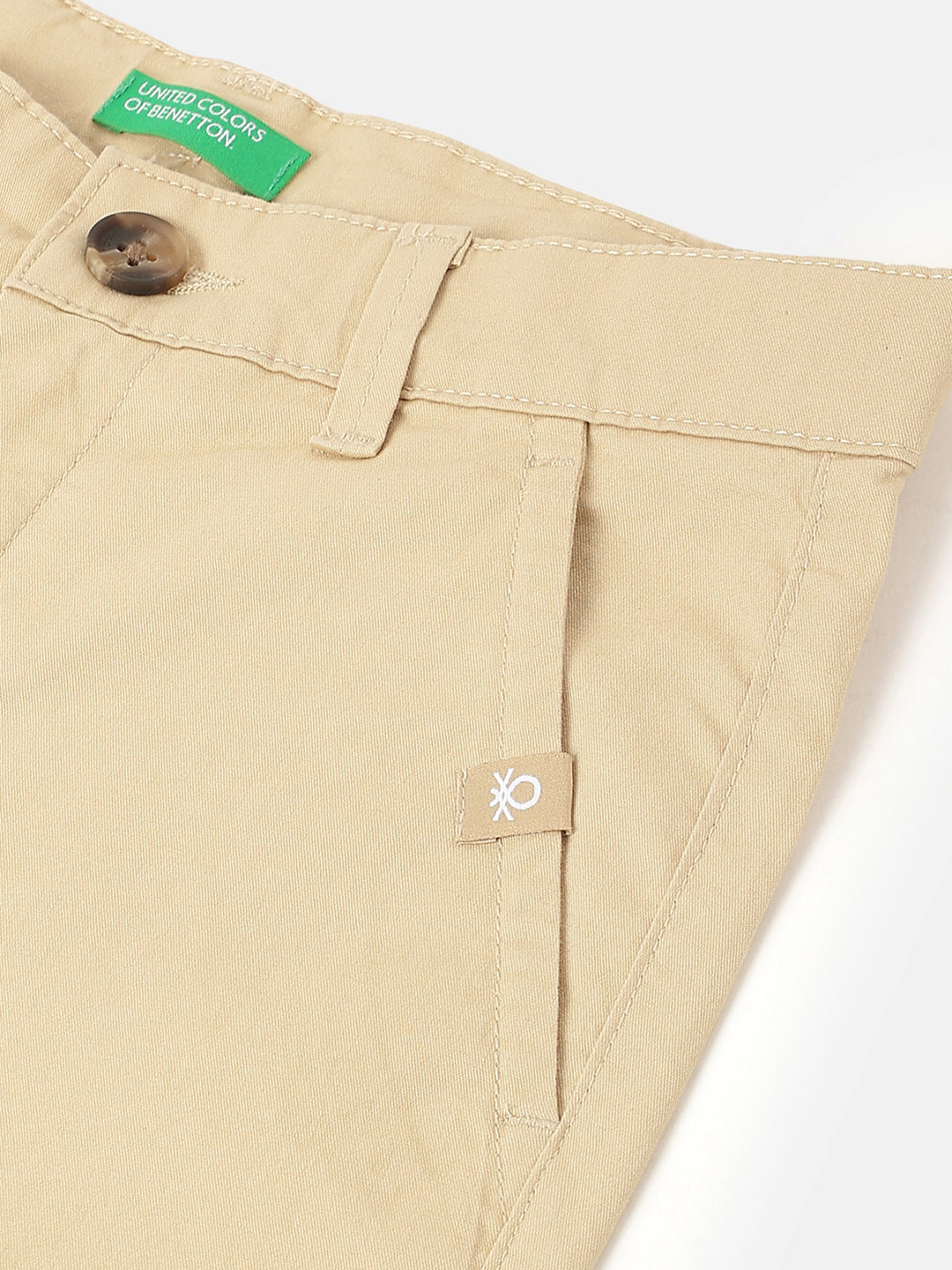 Boys Beige Straight Fit Cotton Stretch Casual Trousers