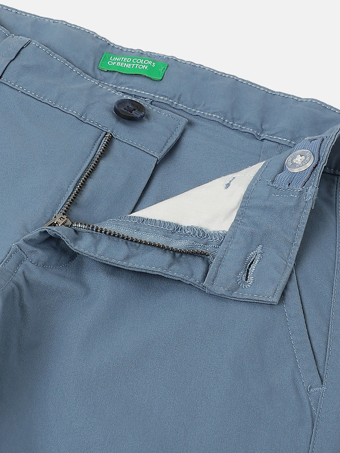 Boys Blue Straight Fit Cotton Stretch Everyday Trousers