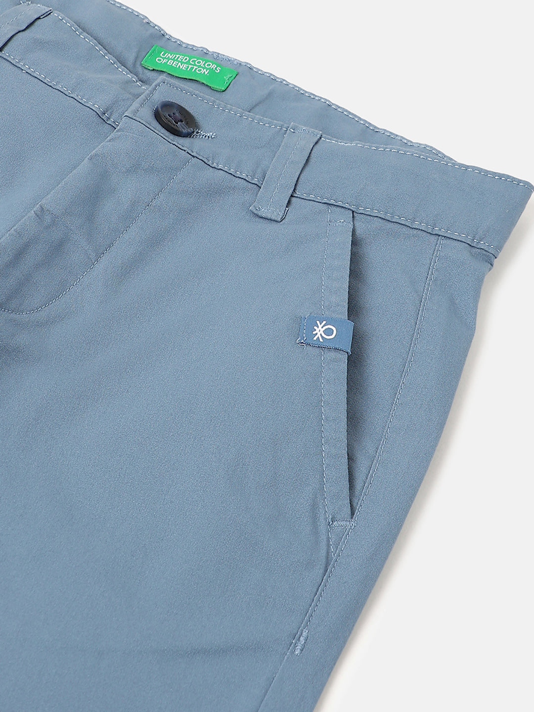 Boys Blue Straight Fit Cotton Stretch Everyday Trousers