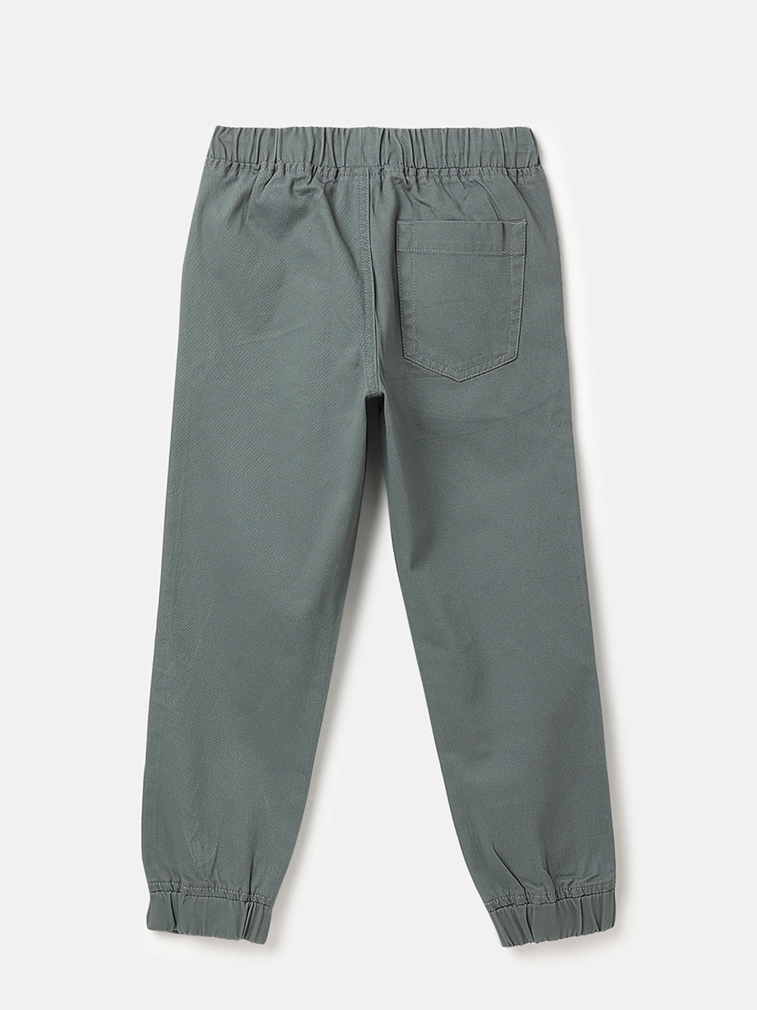 Boys Olive Cotton Jogger Trousers Solid Casual Wear