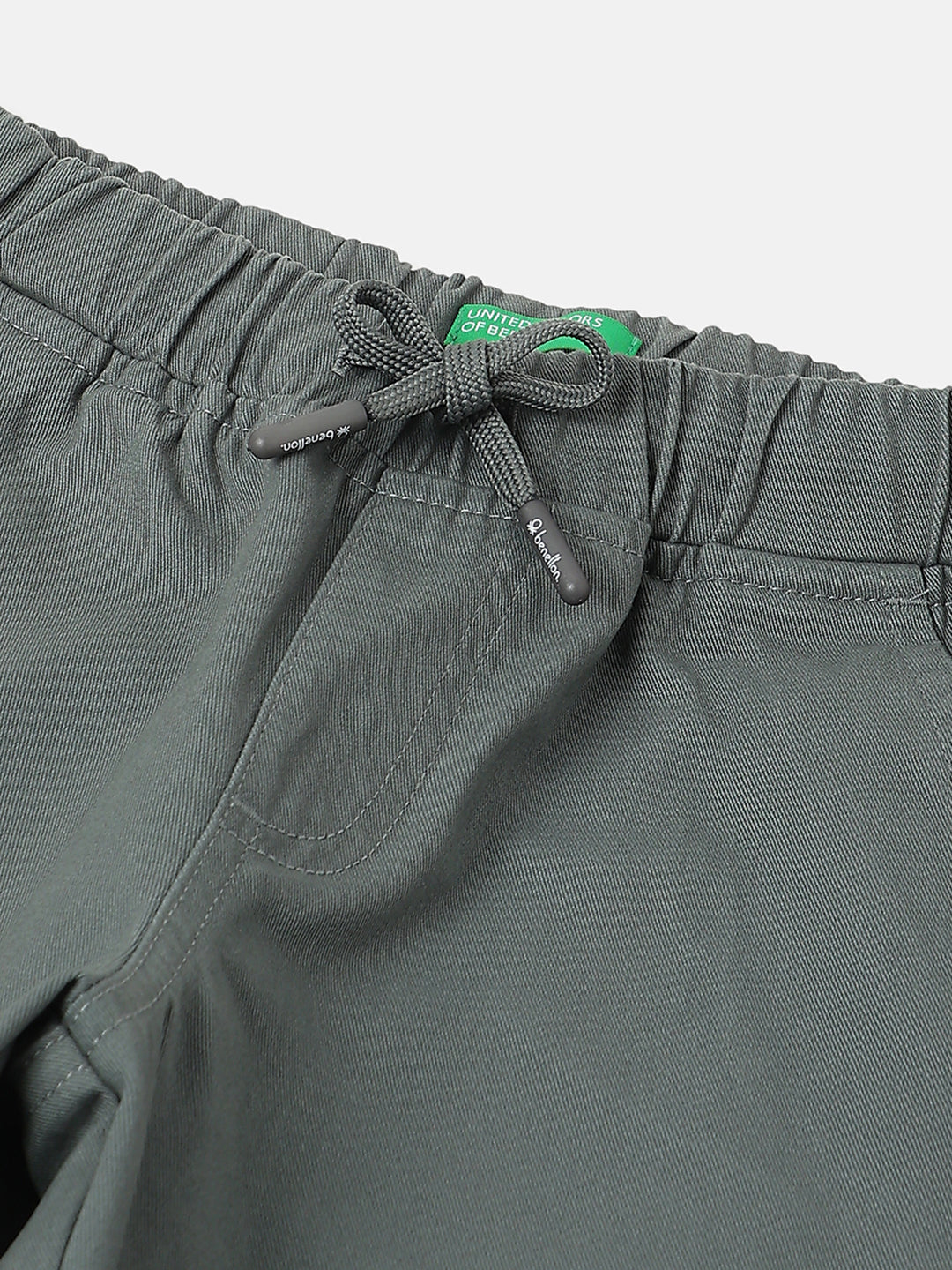 Boys Olive Cotton Jogger Trousers Solid Casual Wear