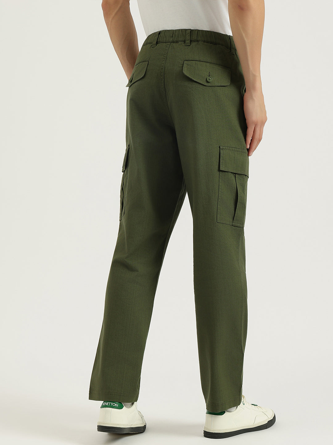 Boys Olive Knit Cargo Pants – Regular Fit
