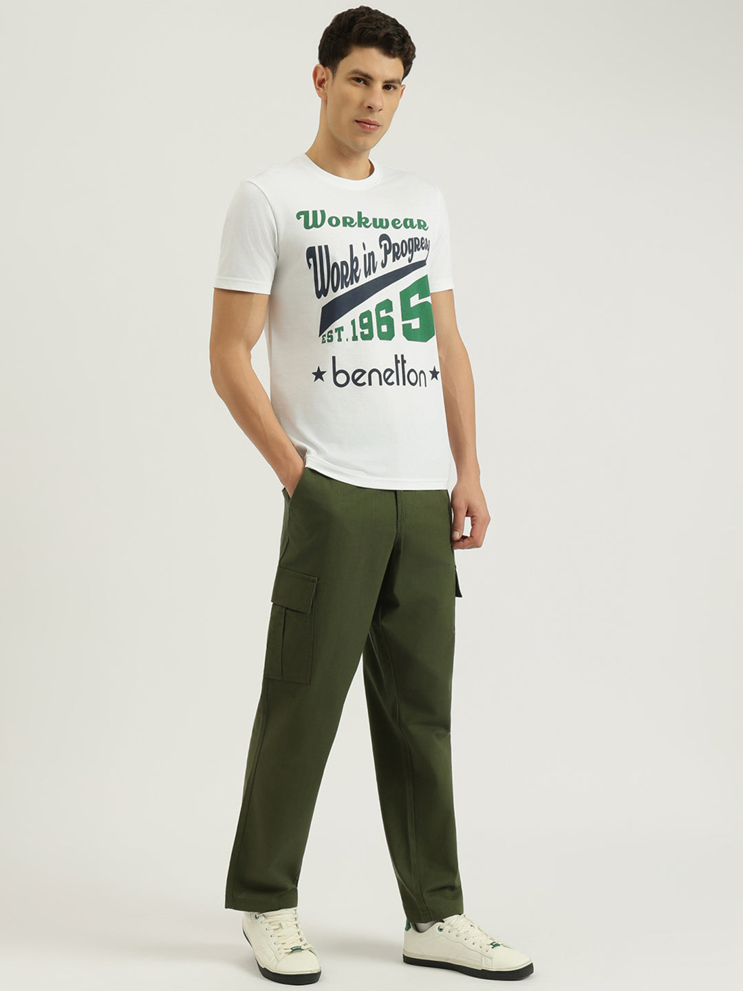 Boys Olive Knit Cargo Pants – Regular Fit