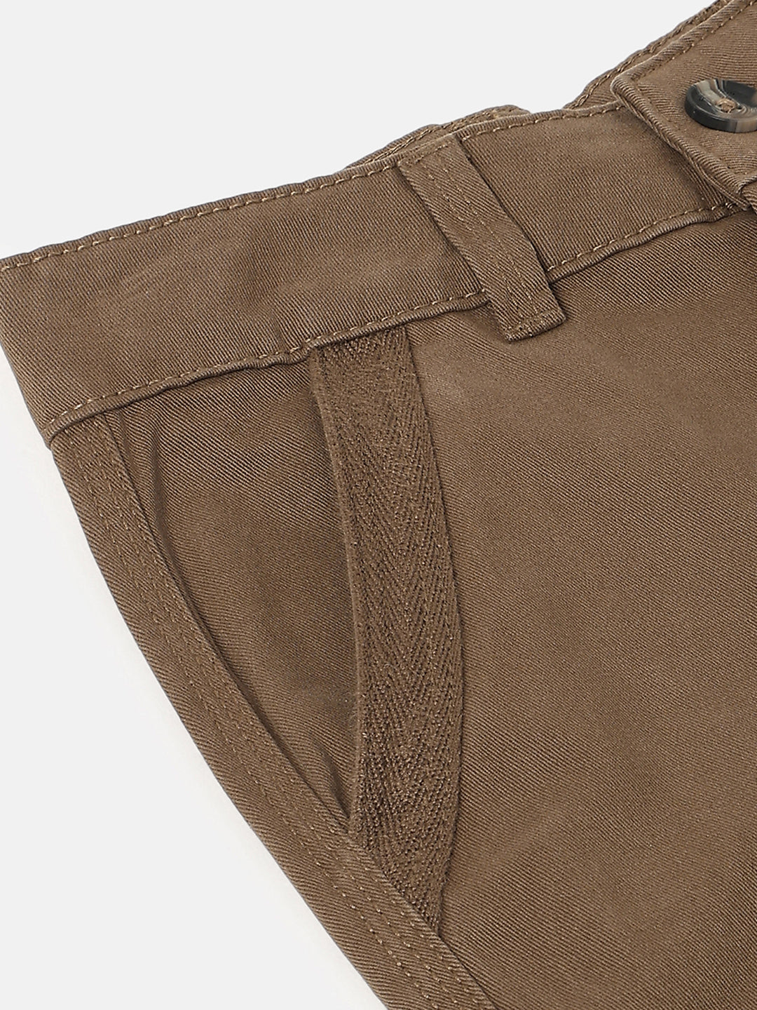 Boys Brown Cotton Straight Fit Cargo Pocket Twill Pants