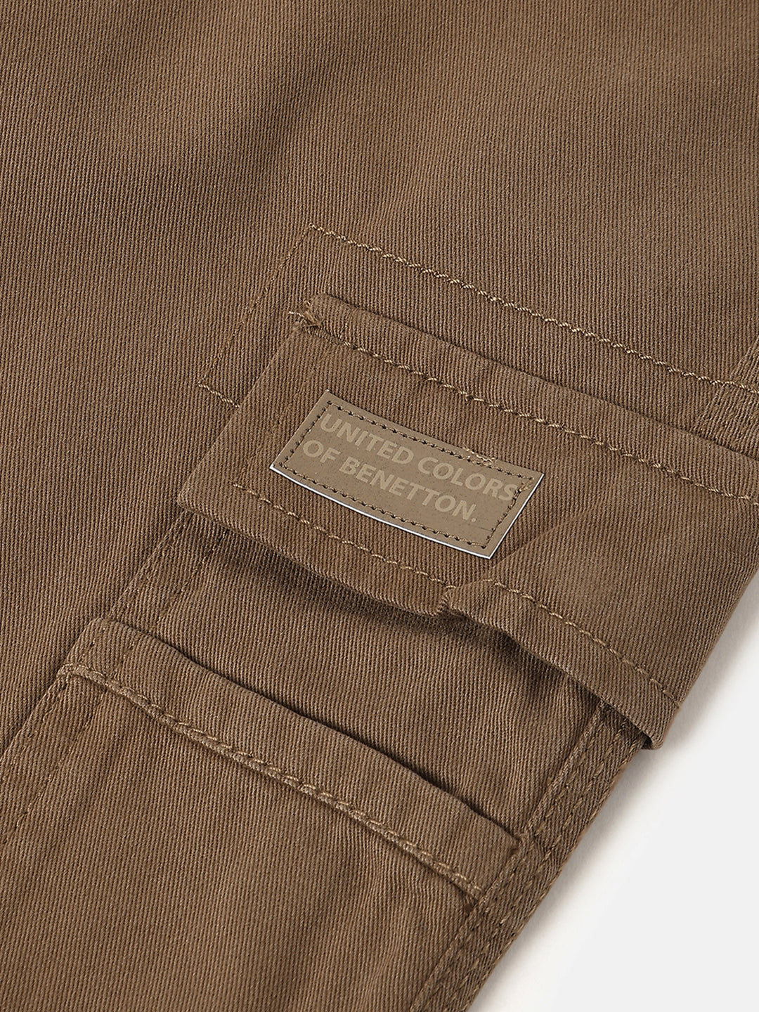 Boys Brown Cotton Straight Fit Cargo Pocket Twill Pants