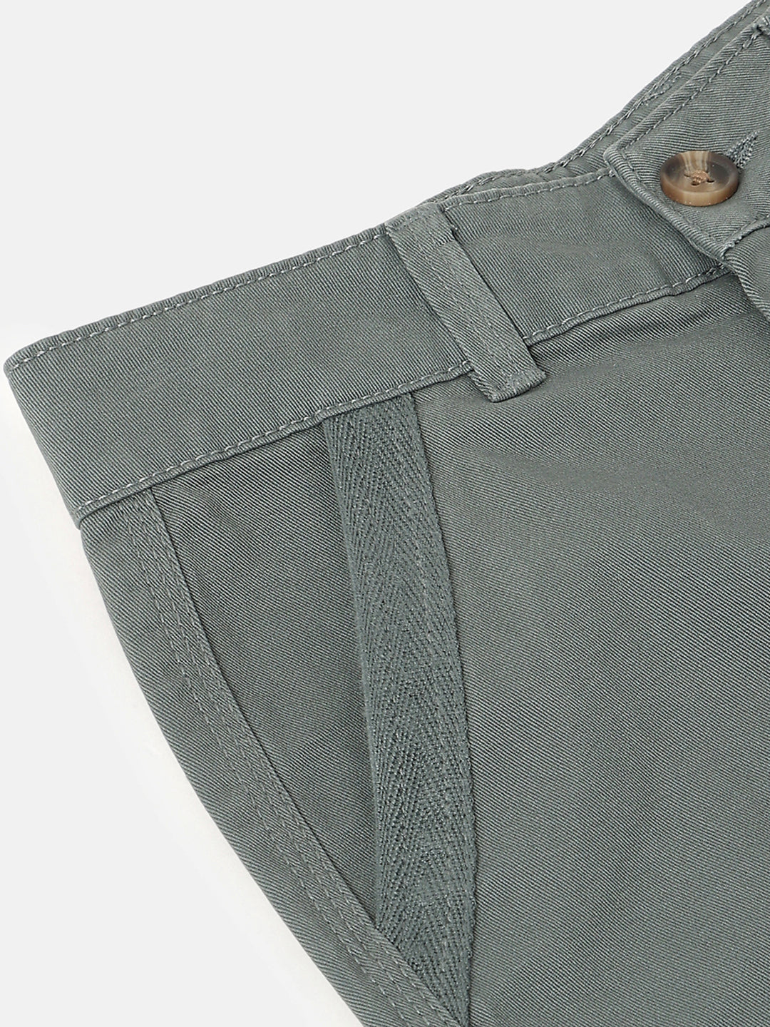 Boys Olive Cotton Straight Fit Cargo Pocket Twill Pants