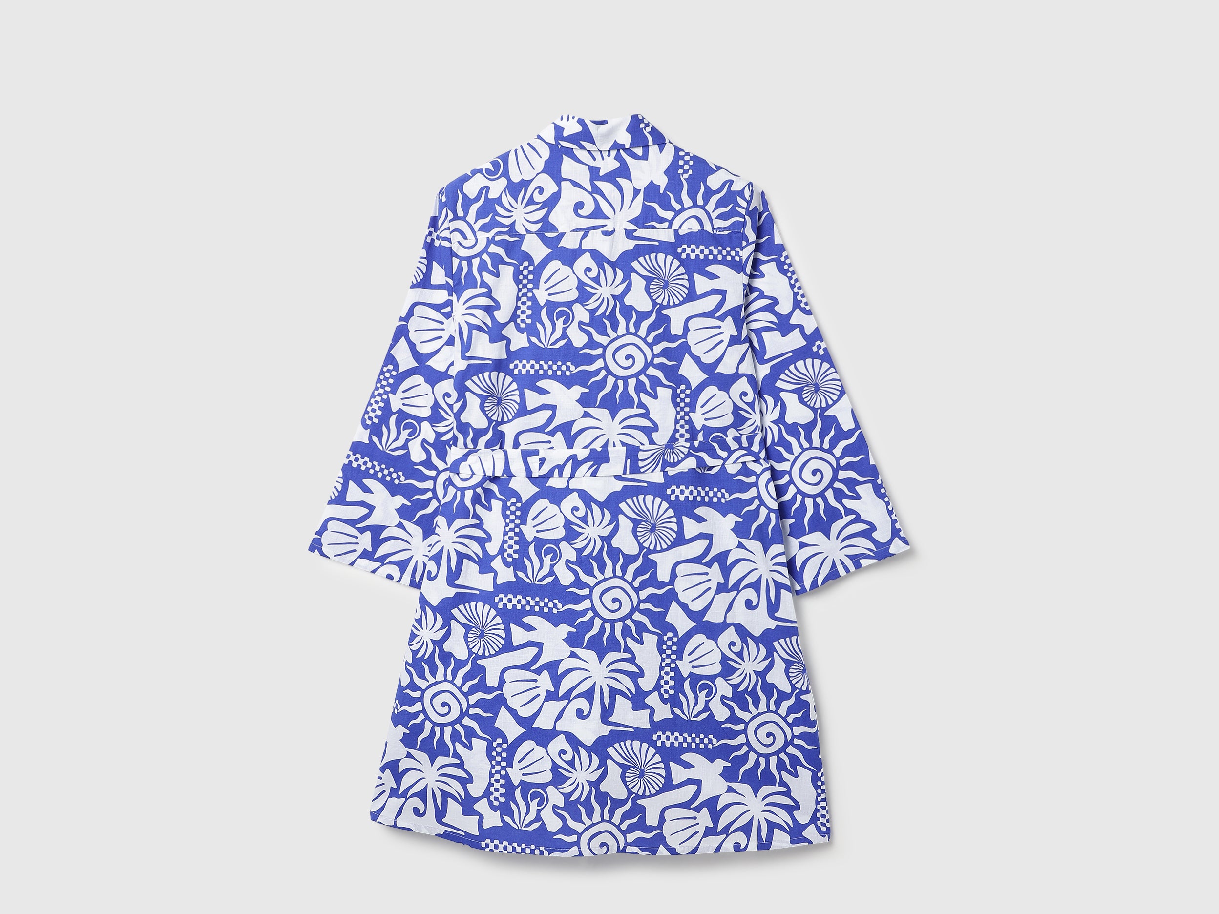 Girls Blue Multi Hand Draw Print Frill Top