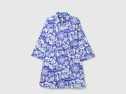Girls Blue Multi Hand Draw Print Frill Top