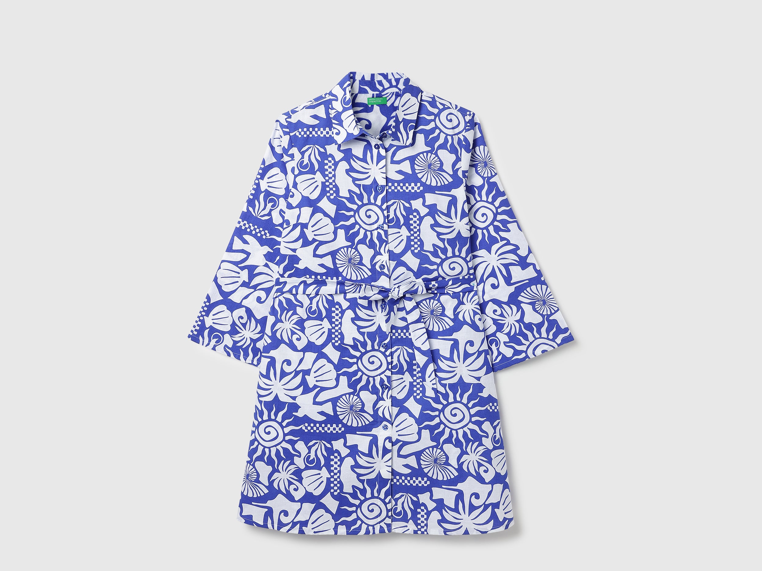 Girls Blue Multi Hand Draw Print Frill Top
