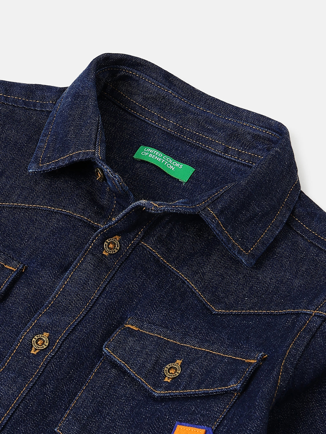 Boys Dark Wash Cotton Denim Shirt – Regular Fit