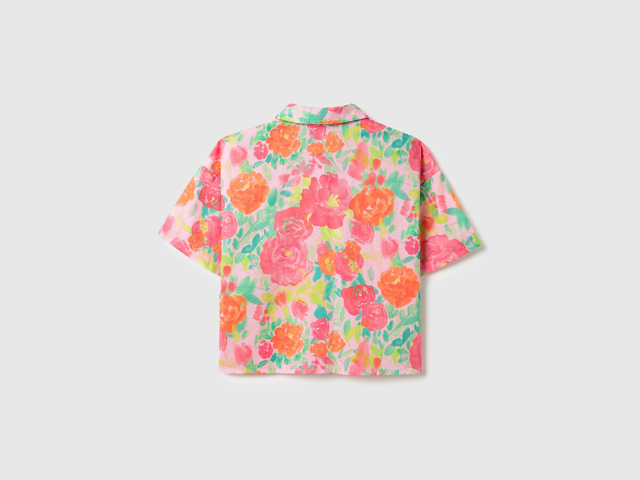 Girls Pure Cotton Floral Print Boxy Fit Shirt