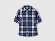 Boys Cotton Blend Textured Check Long Sleeve Shirt