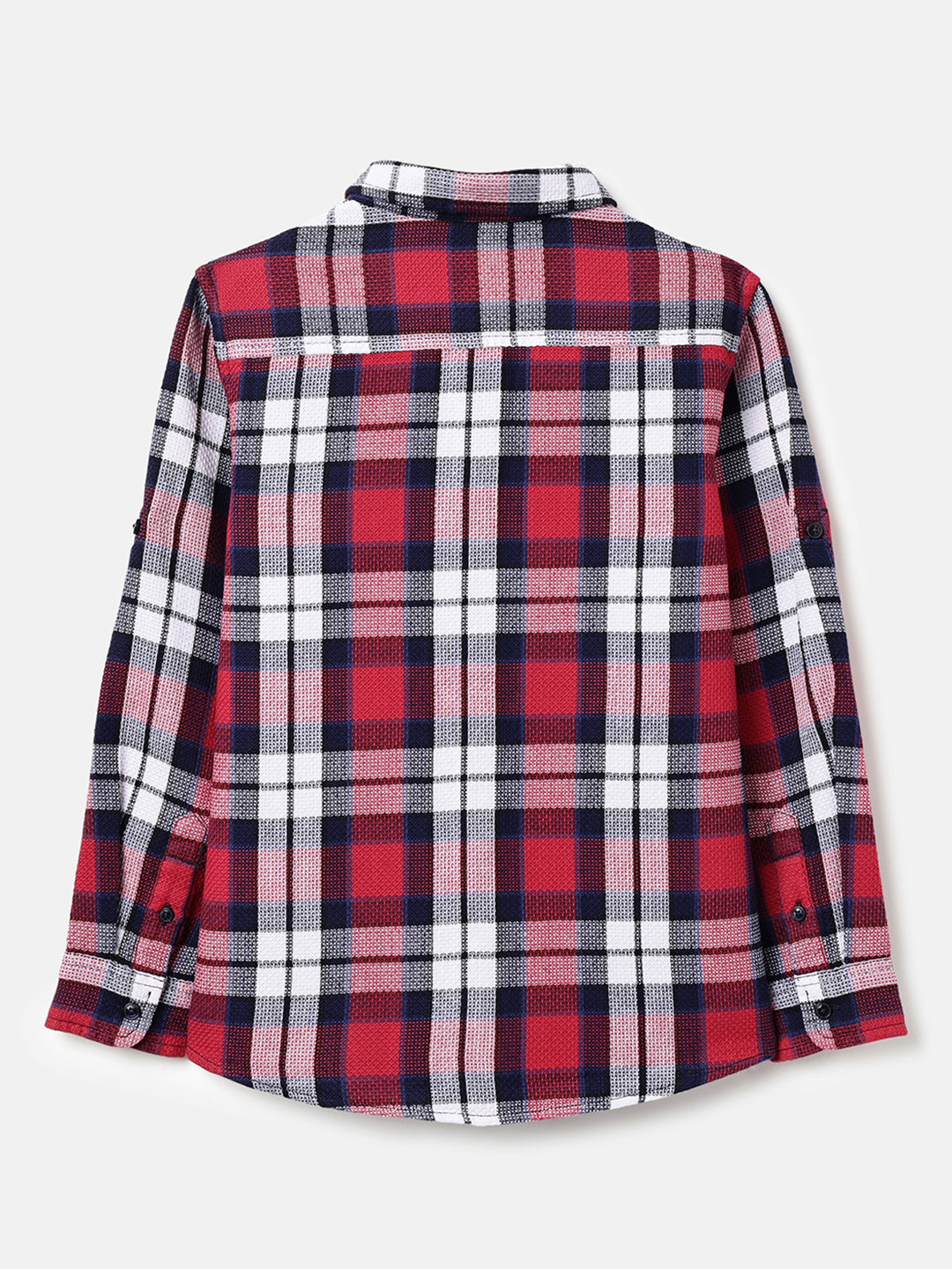 Boys Cotton Blend Textured Check Long Sleeve Shirt