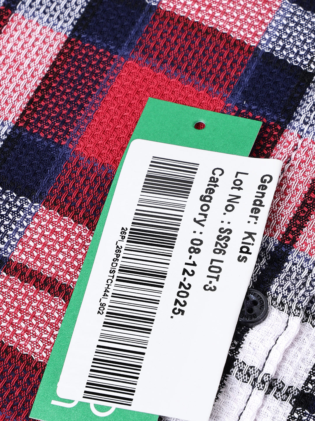 Boys Cotton Blend Textured Check Long Sleeve Shirt