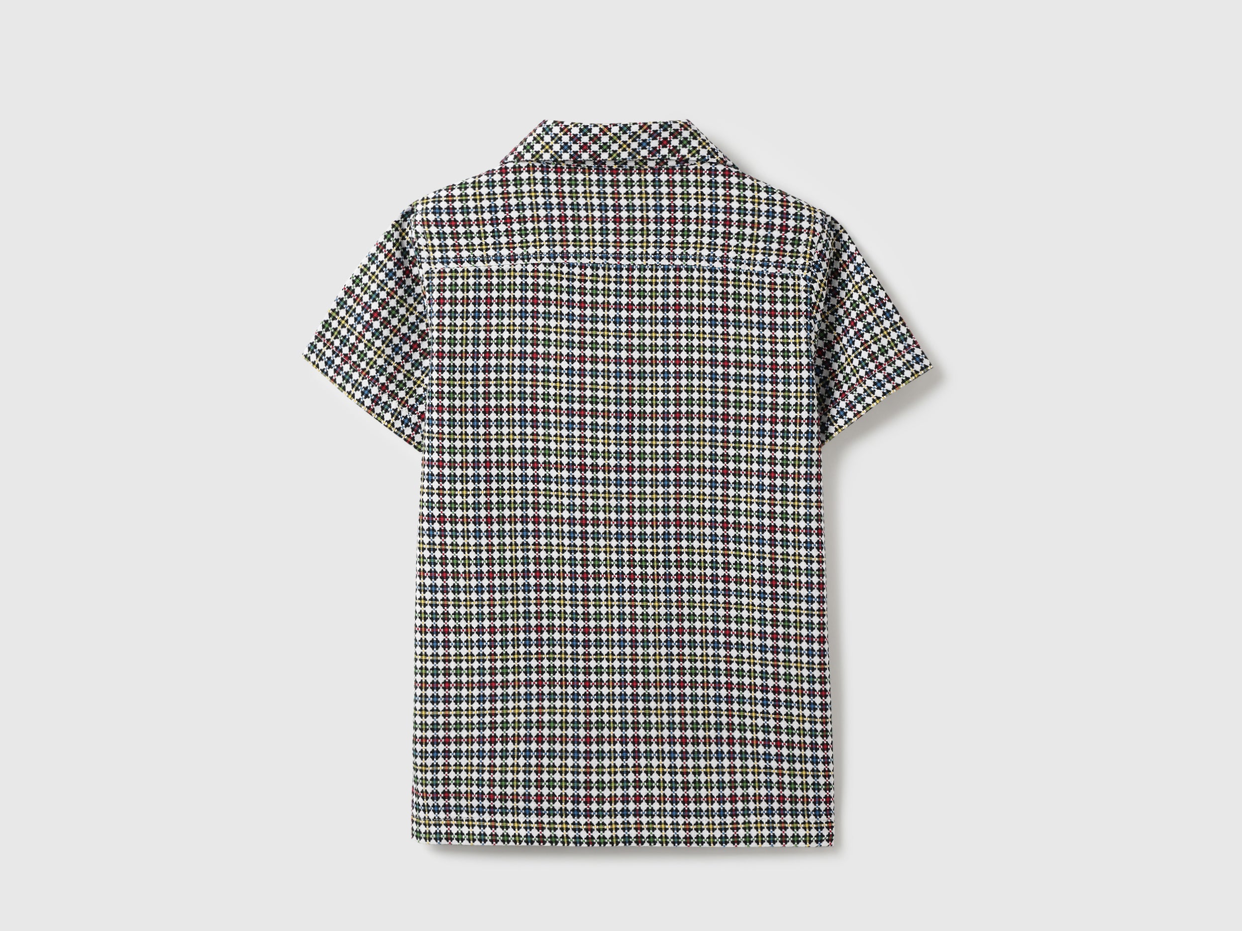 Boys Cotton Jacquard Check Resort Collar Shirt