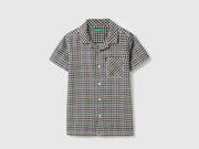 Boys Cotton Jacquard Check Resort Collar Shirt