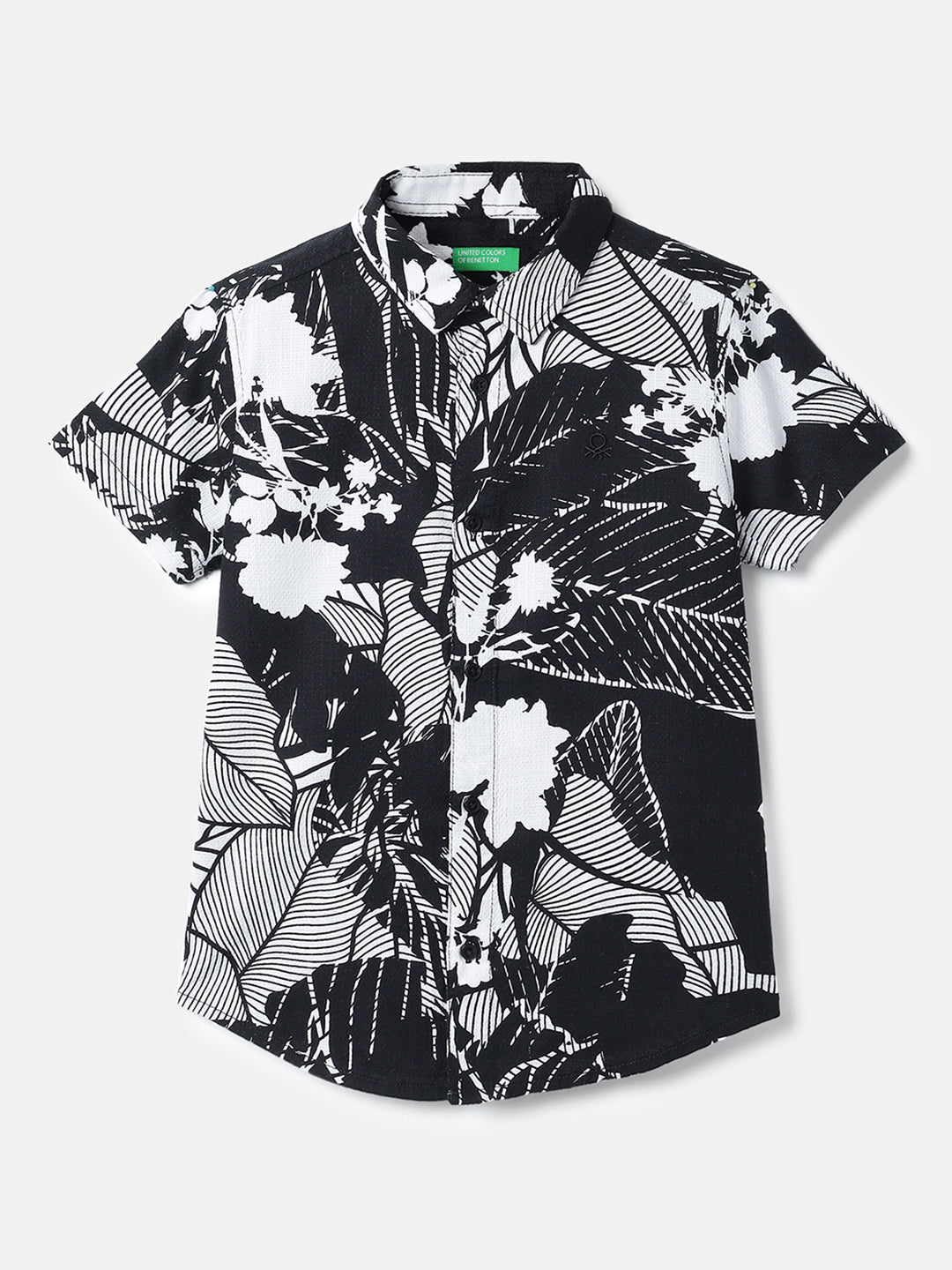 Boys Cotton Floral Dobby Texture Shirt