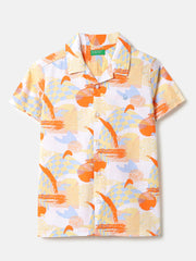 Boys Cotton All-Over Embroidered Casual Shirt