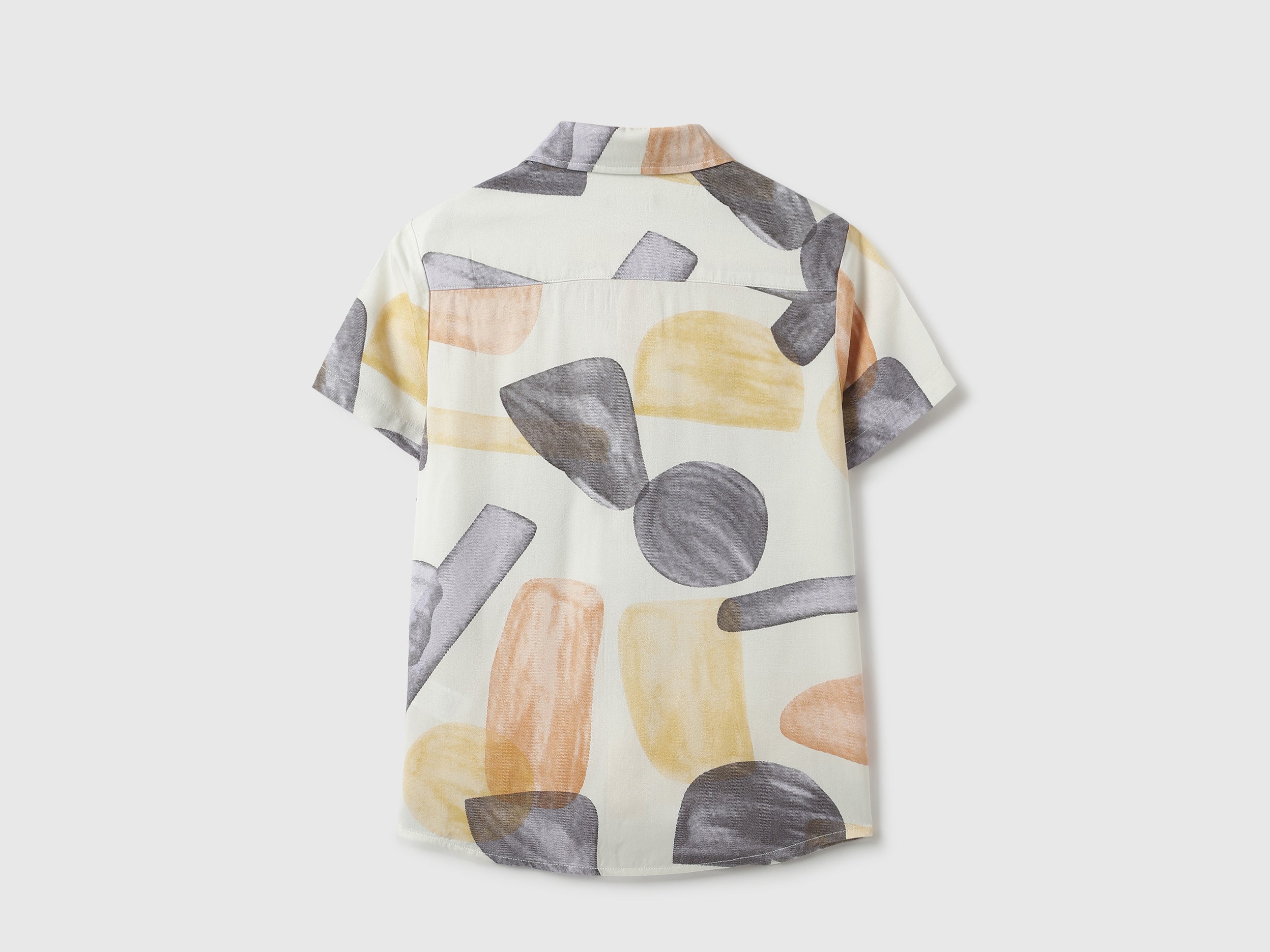 Boys Ecru Black Abstract Print Viscose Shirt
