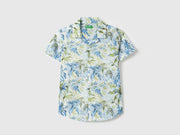Boys Cotton Palm Print Resort Collar Casual Shirt