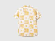 Boys Yellow Printed Viscose Regular Fit Shirt