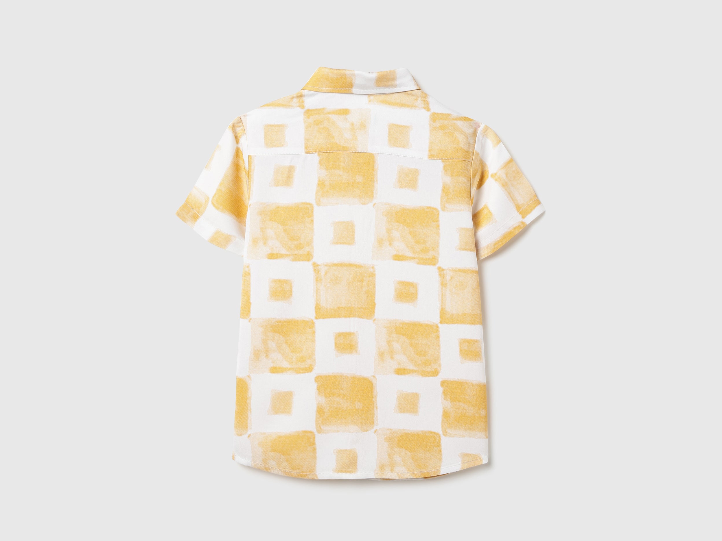 Boys Yellow Printed Viscose Regular Fit Shirt
