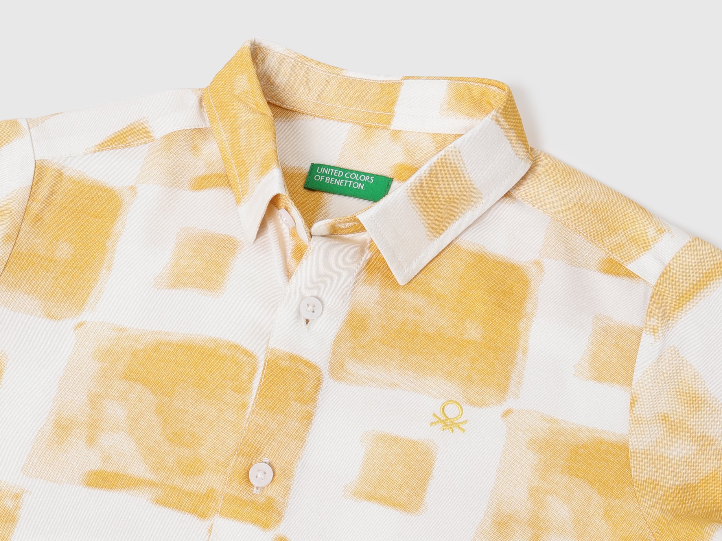 Boys Yellow Printed Viscose Regular Fit Shirt
