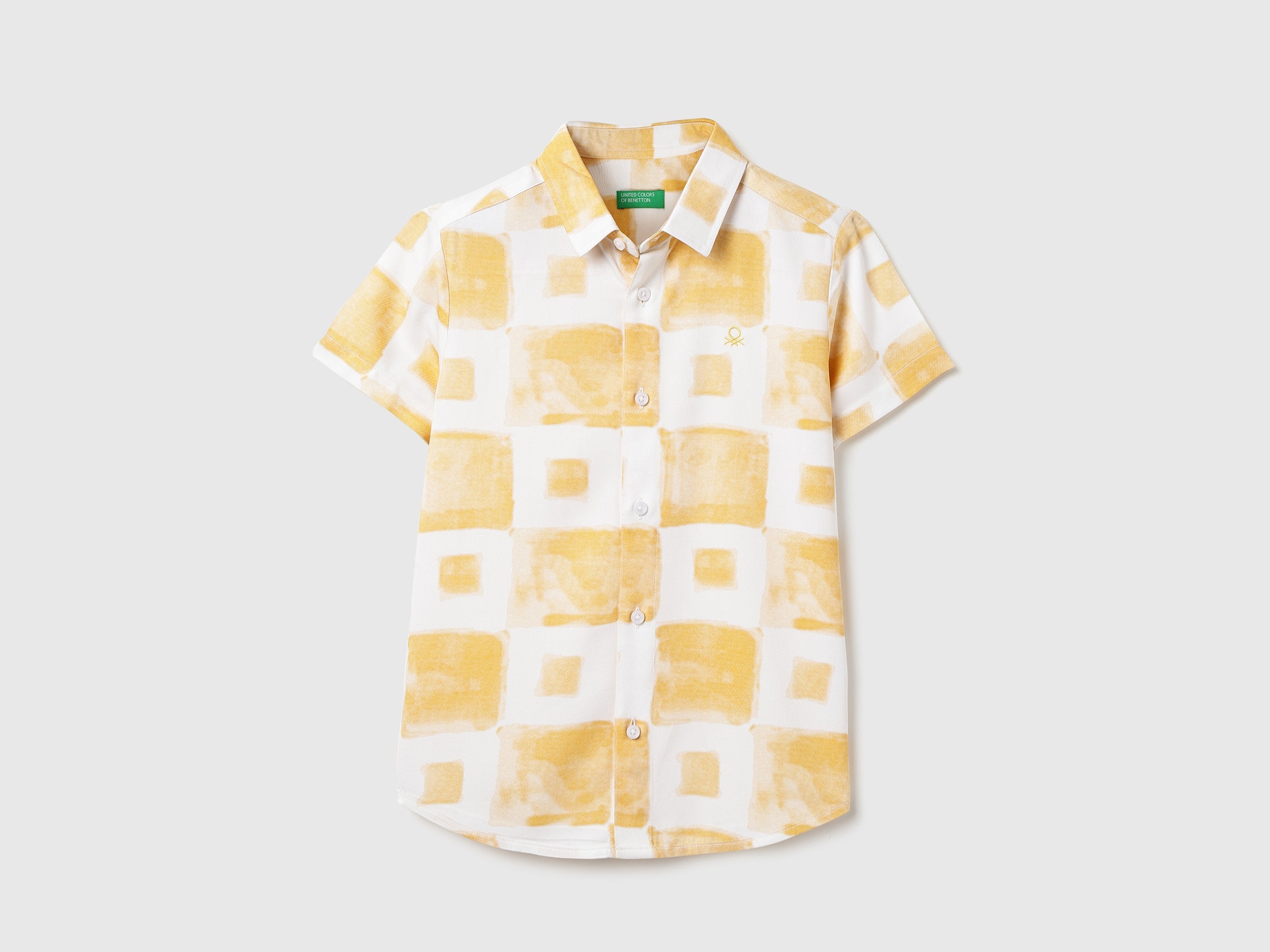 Boys Yellow Printed Viscose Regular Fit Shirt