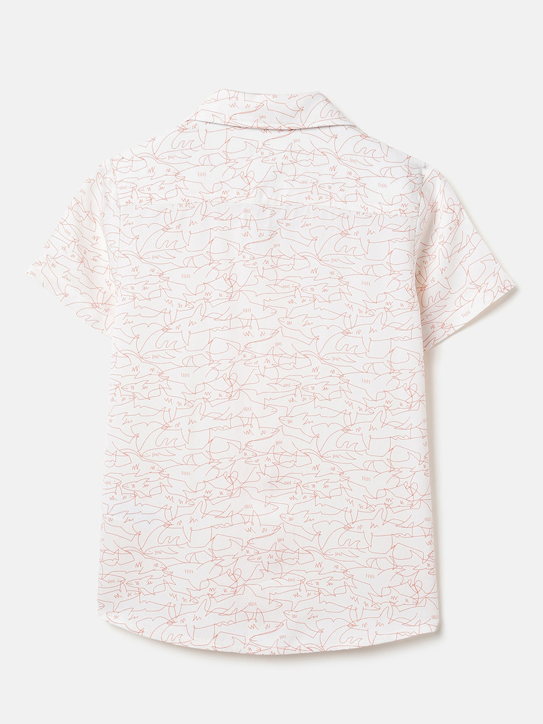 Boys Orange Shark Print Viscose Shirt – Resort Collar