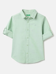 Boys Green Oxford Cotton Shirt – Regular Fit